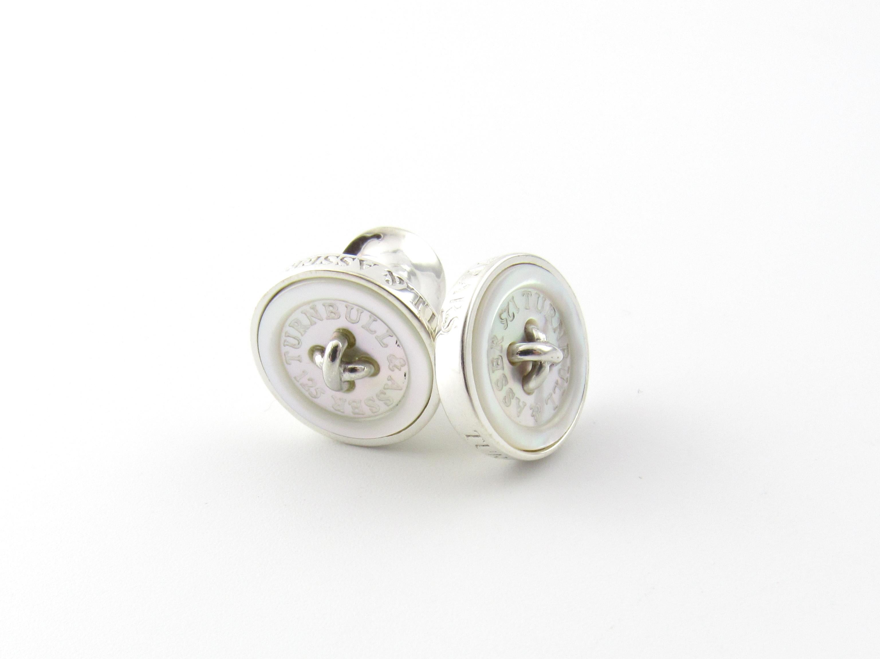 Men's Turnbull & Asser Sterling Silver and Mother of Pearl Button Cufflinks