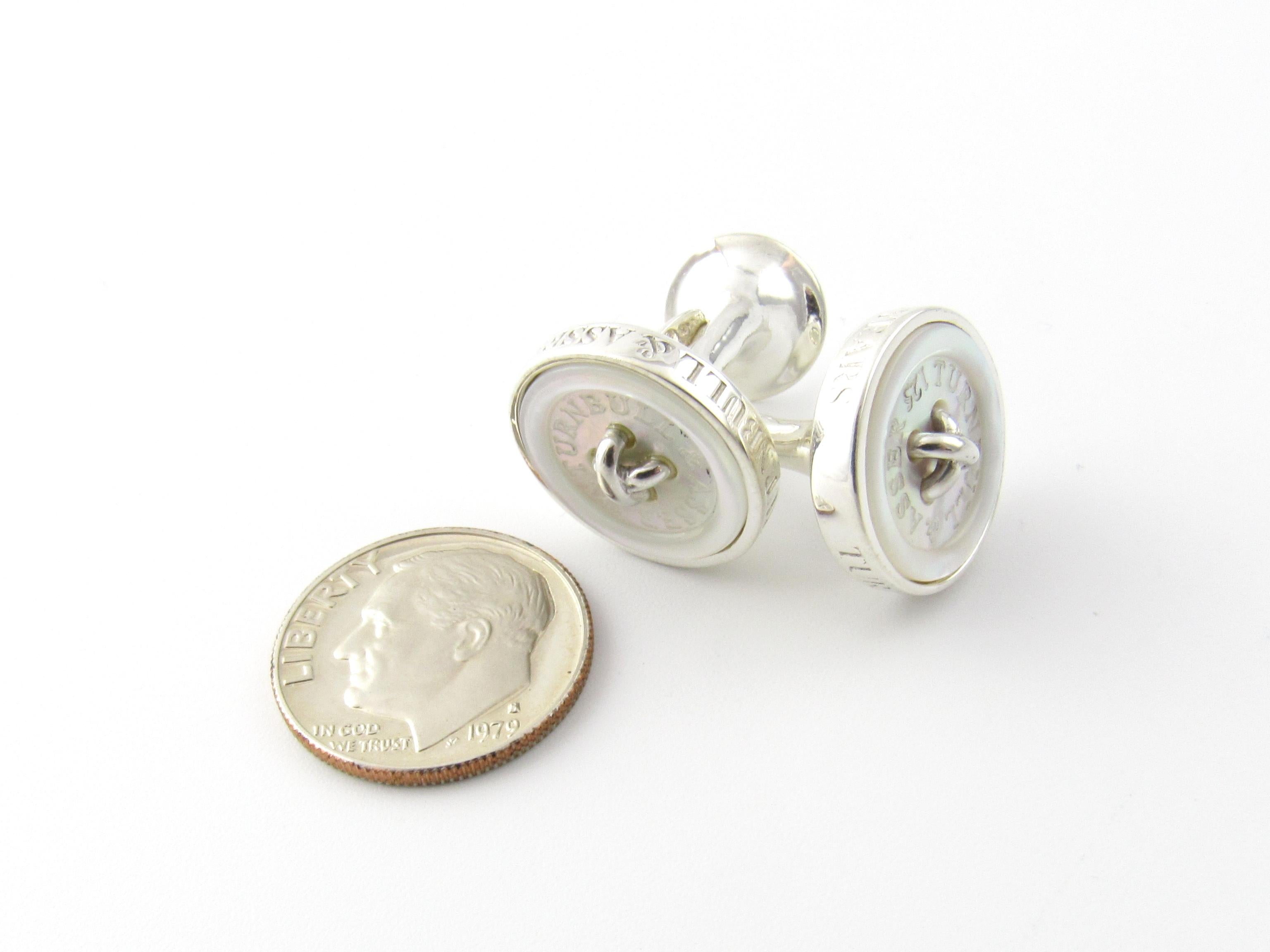 Turnbull & Asser Sterling Silver and Mother of Pearl Button Cufflinks 1