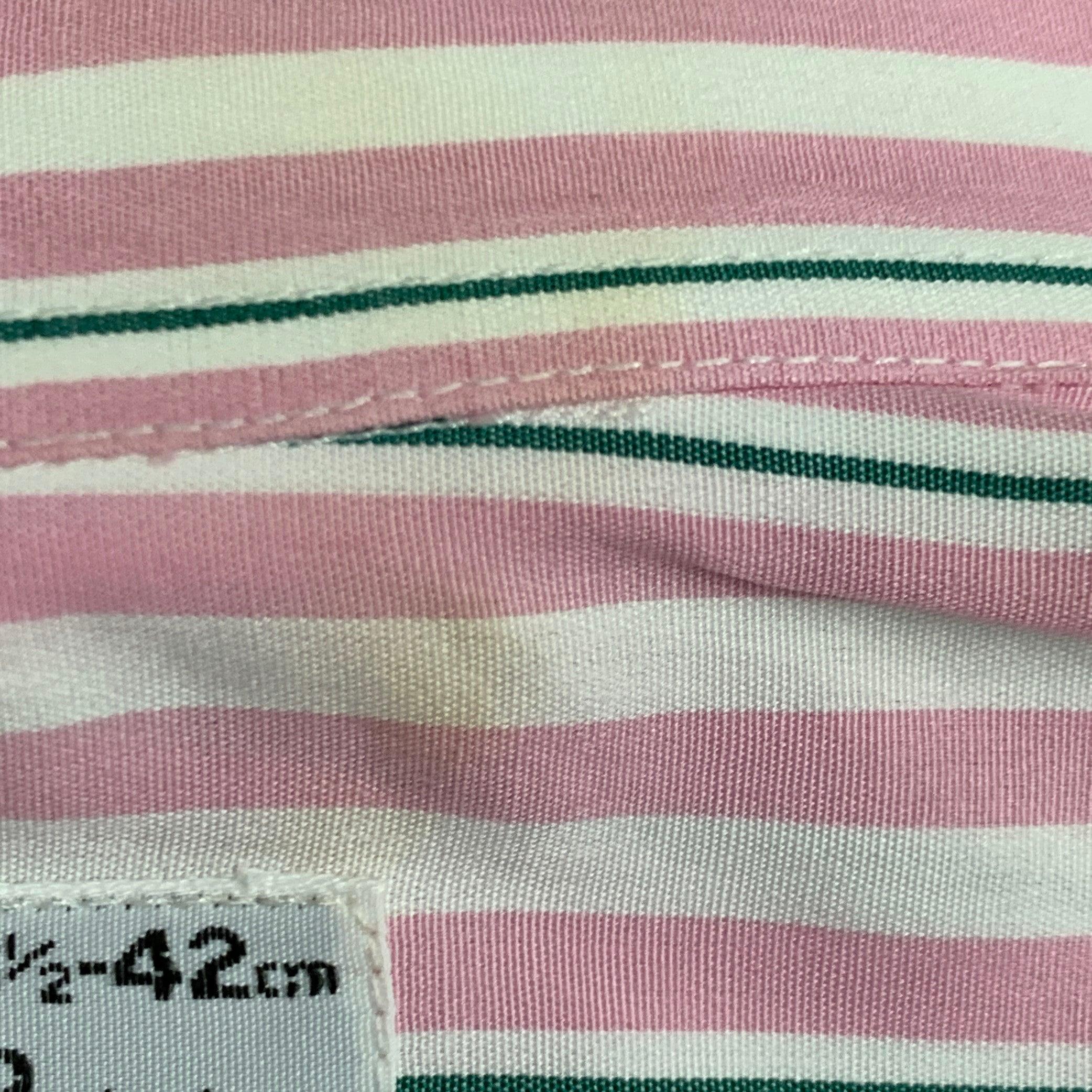 TURNBULL & ASSER Vintage Größe L Rosa Weiß gestreift Baumwolle Französisch Manschette Langarmhemd im Angebot 1