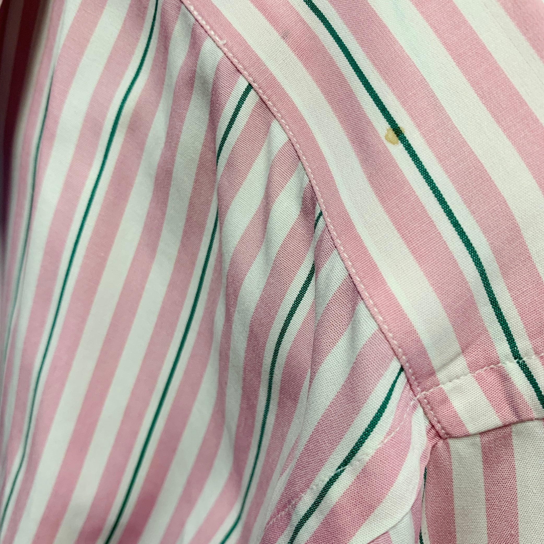 TURNBULL & ASSER Vintage Größe L Rosa Weiß gestreift Baumwolle Französisch Manschette Langarmhemd im Angebot 2