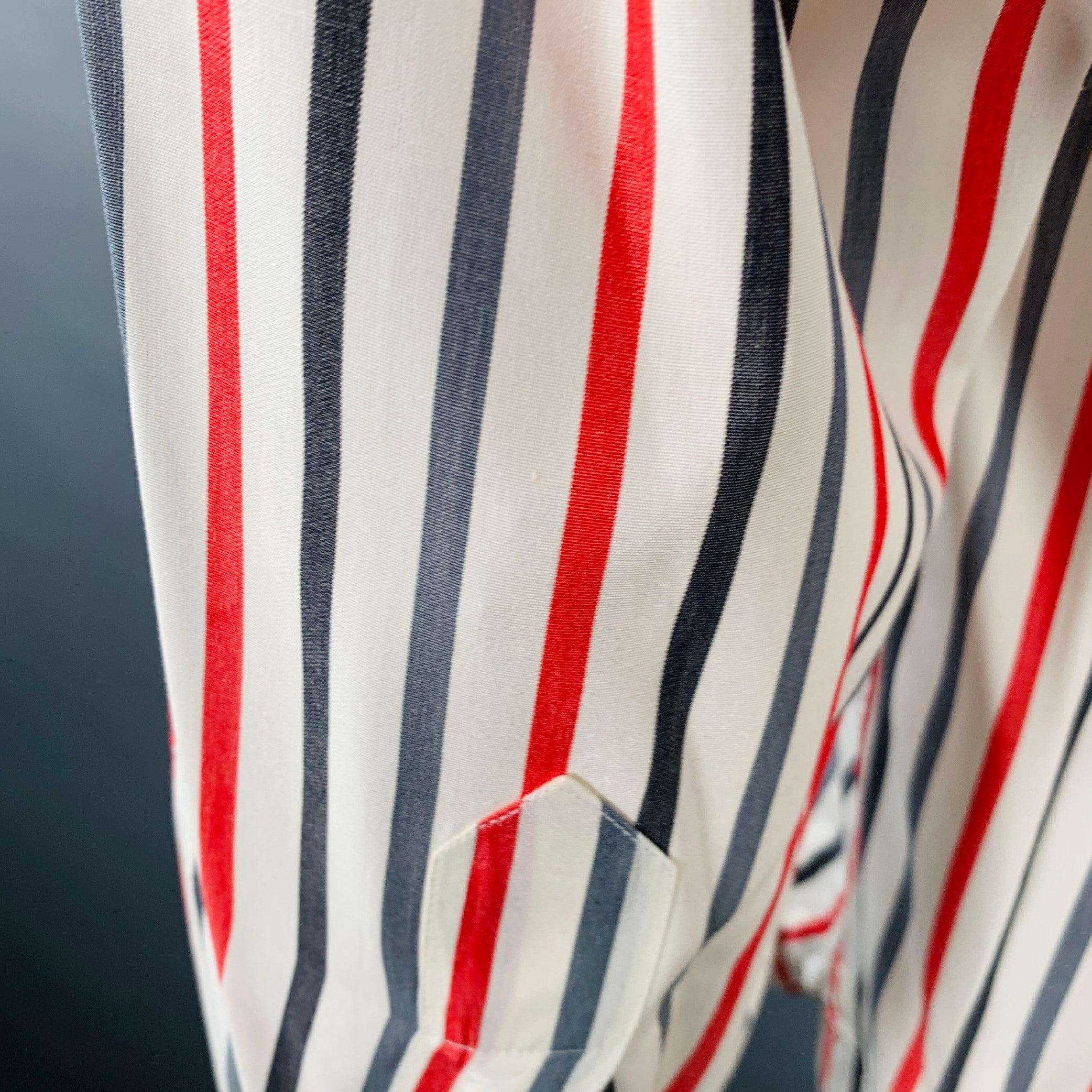 TURNBULL & ASSER Vintage Größe L Weiß Blau Rot Gestreift Baumwolle Langarmhemd im Angebot 1