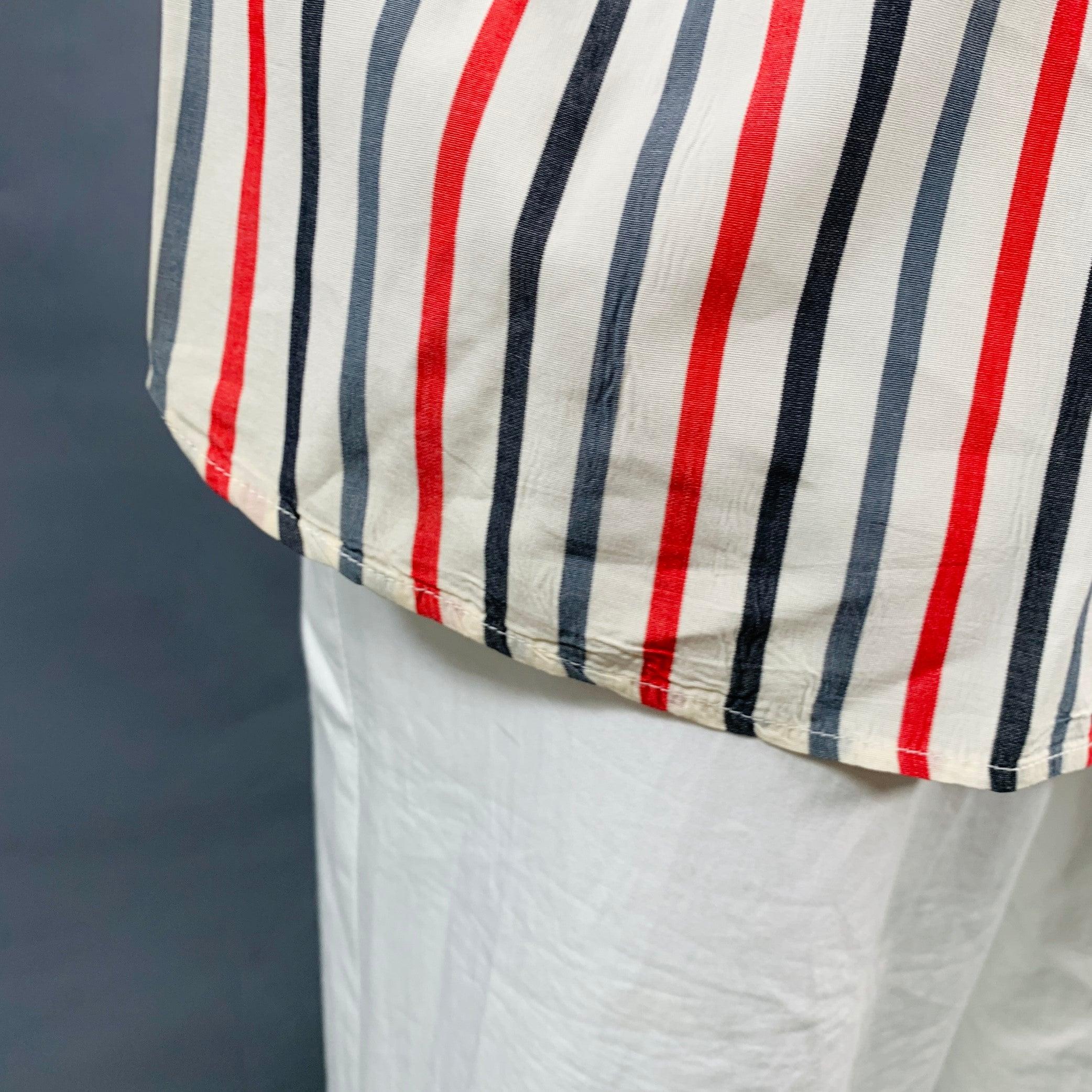 TURNBULL & ASSER Vintage Größe L Weiß Blau Rot Gestreift Baumwolle Langarmhemd im Angebot 2