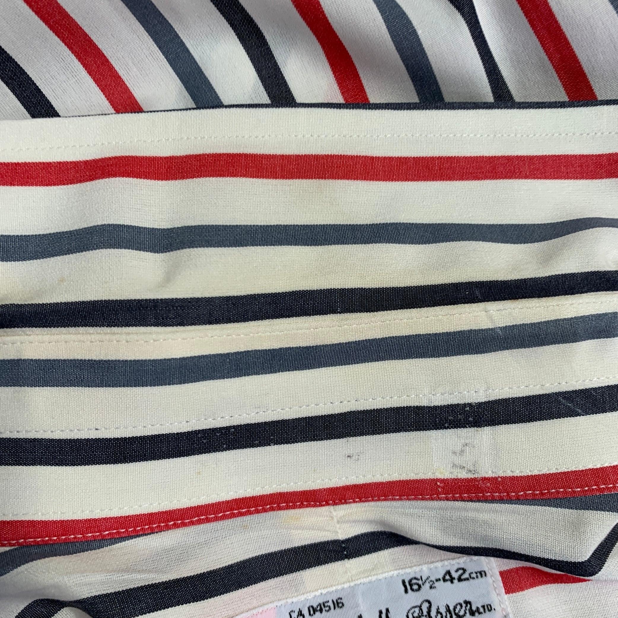 TURNBULL & ASSER Vintage Größe L Weiß Blau Rot Gestreift Baumwolle Langarmhemd im Angebot 3
