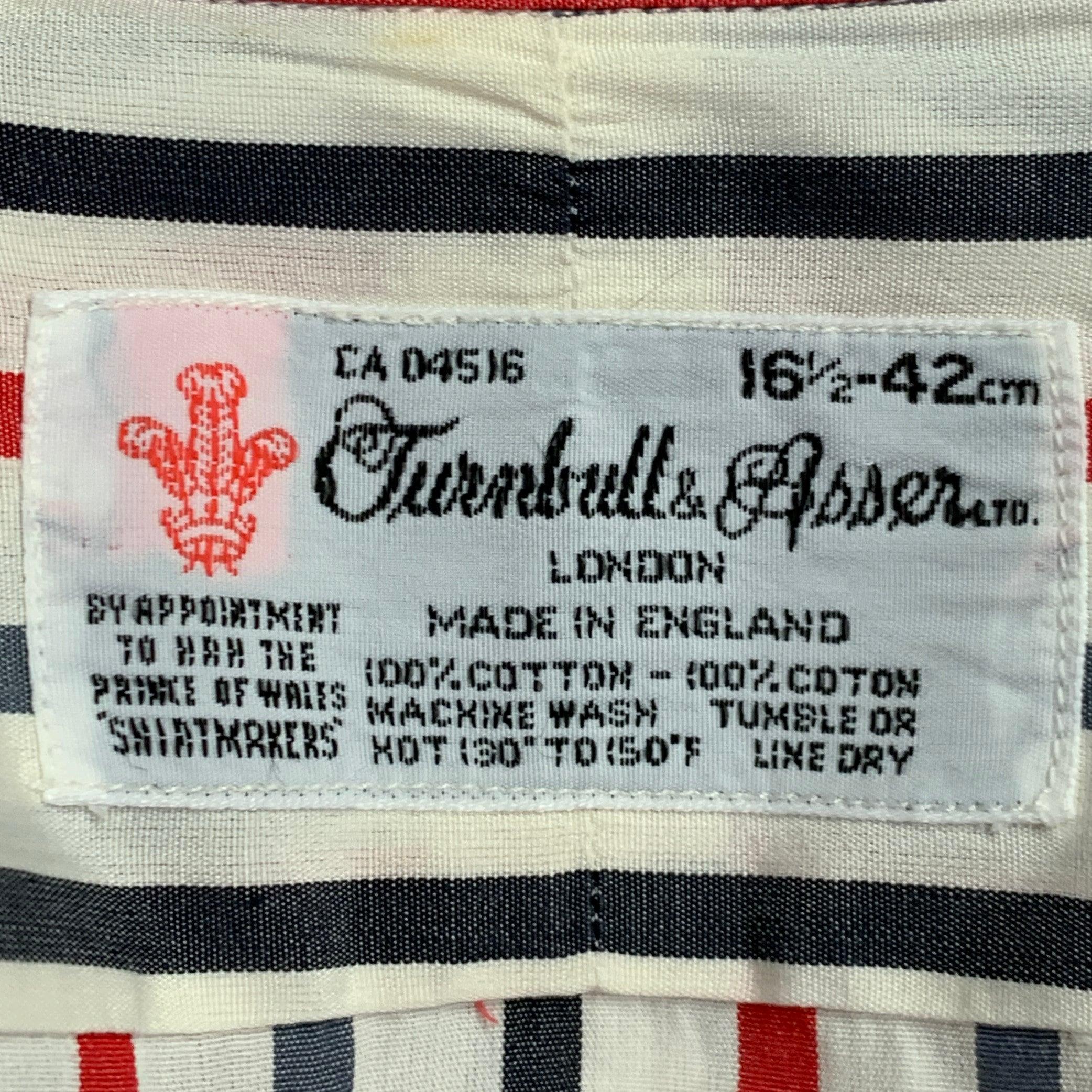 TURNBULL & ASSER Vintage Größe L Weiß Blau Rot Gestreift Baumwolle Langarmhemd im Angebot 4