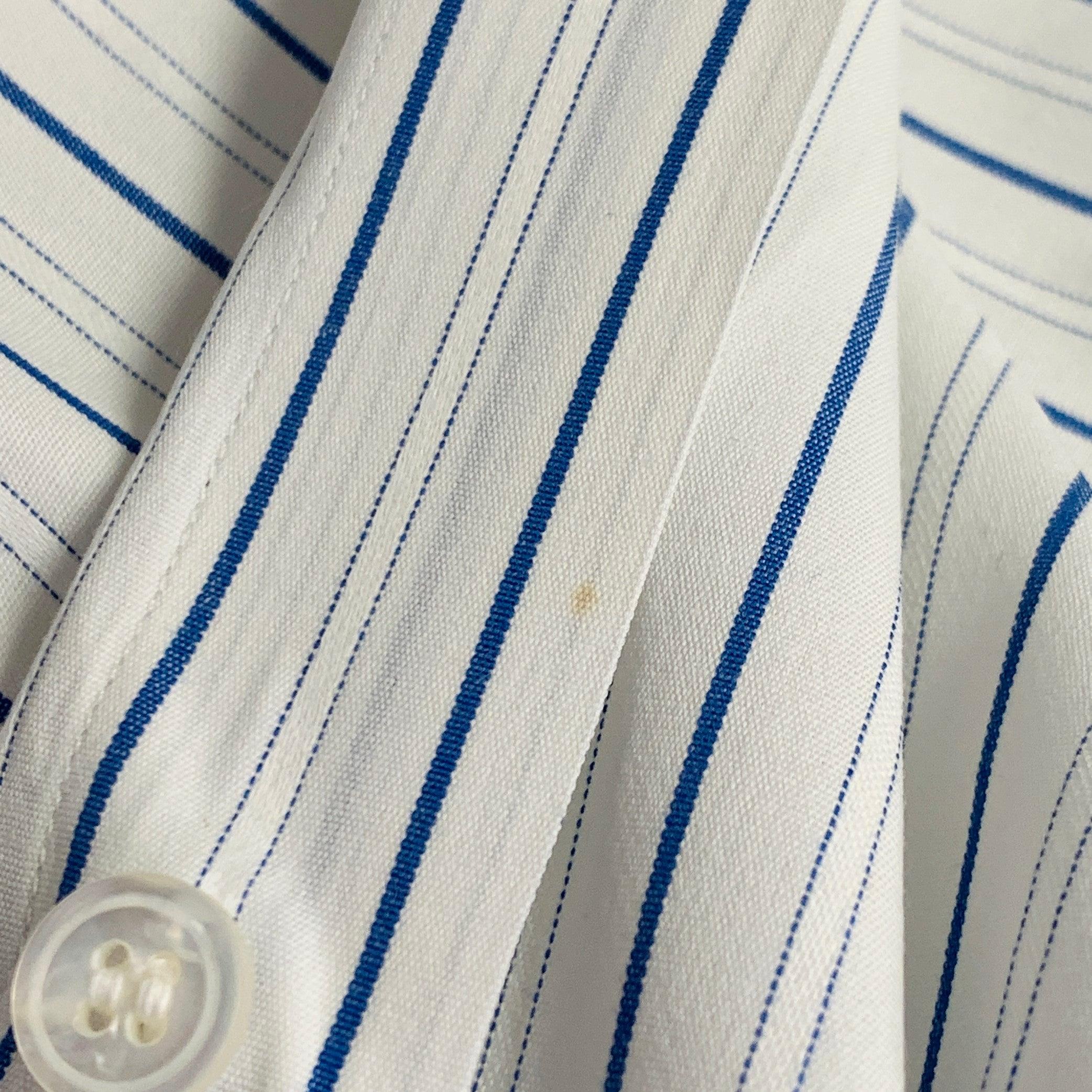 TURNBULL & ASSER Vintage Größe L Weiß Blau Gestreift Baumwolle Französisch Manschette Langarmhemd im Angebot 4