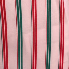 TURNBULL & ASSER Vintage Size L White Green Red Stripe Cotton French Cuff Long Sleeve Shirt