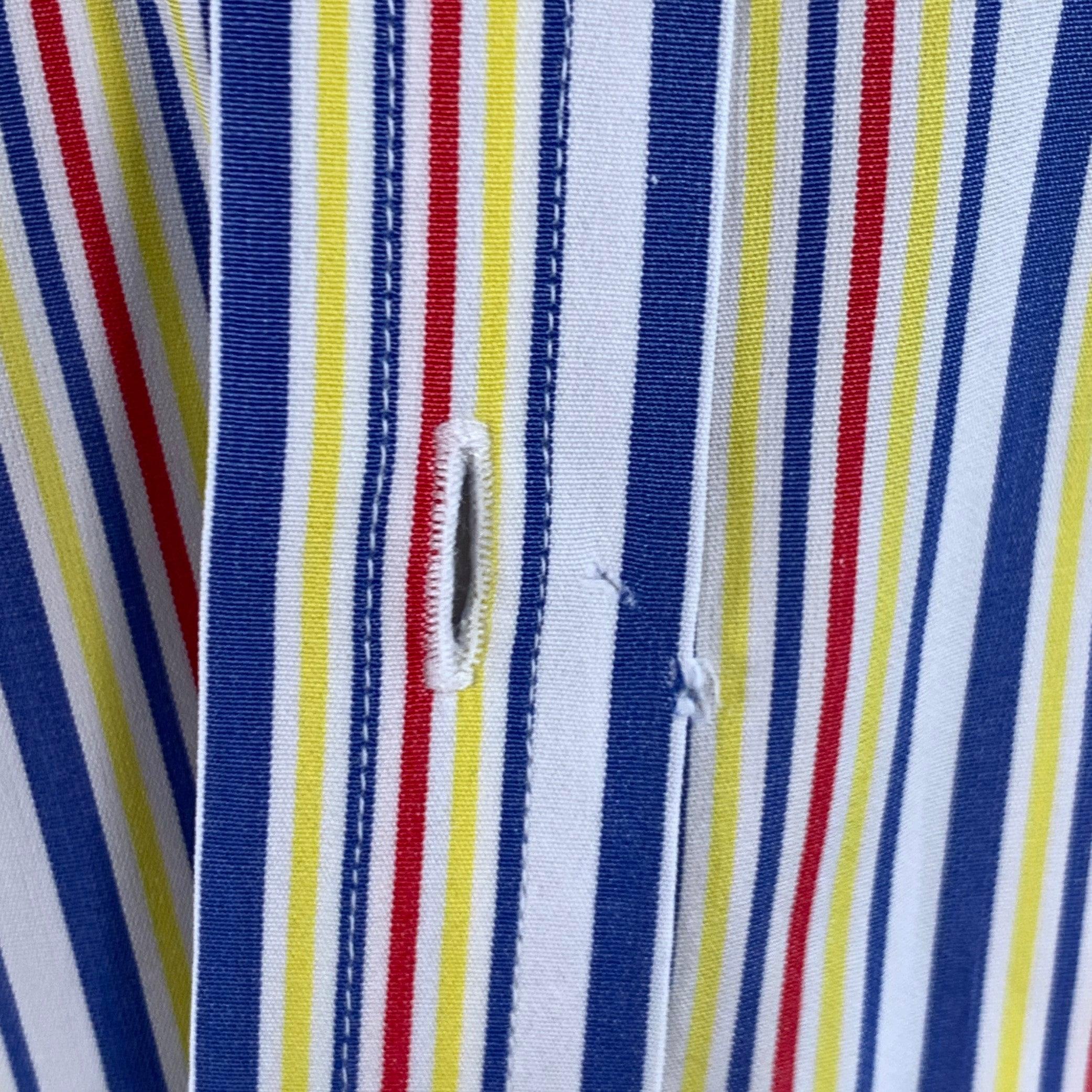 TURNBULL & ASSER Vintage Größe L Weiß Mehrfarbig Gestreift Baumwolle Französisch Manschette Langarmhemd im Angebot 2