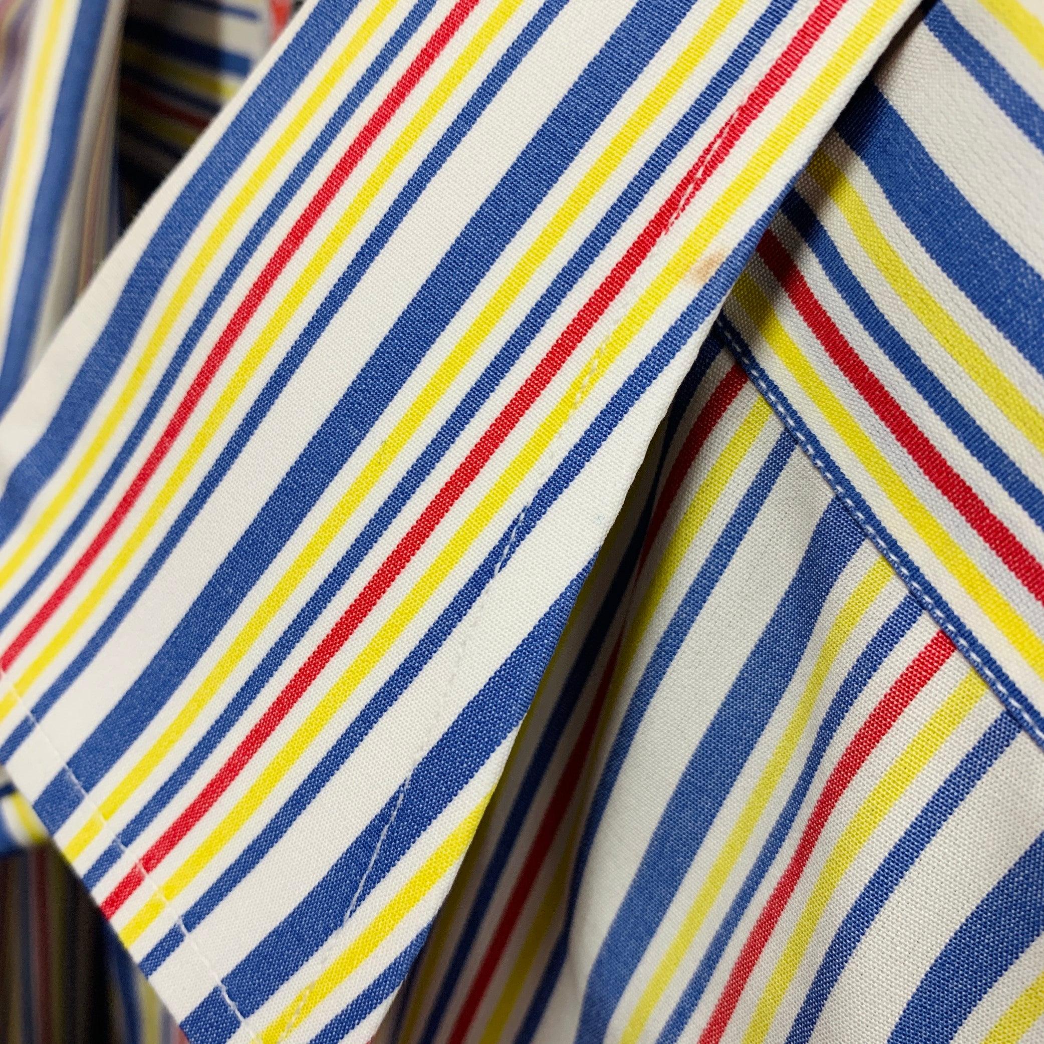 TURNBULL & ASSER Vintage Größe L Weiß Mehrfarbig Gestreift Baumwolle Französisch Manschette Langarmhemd im Angebot 3