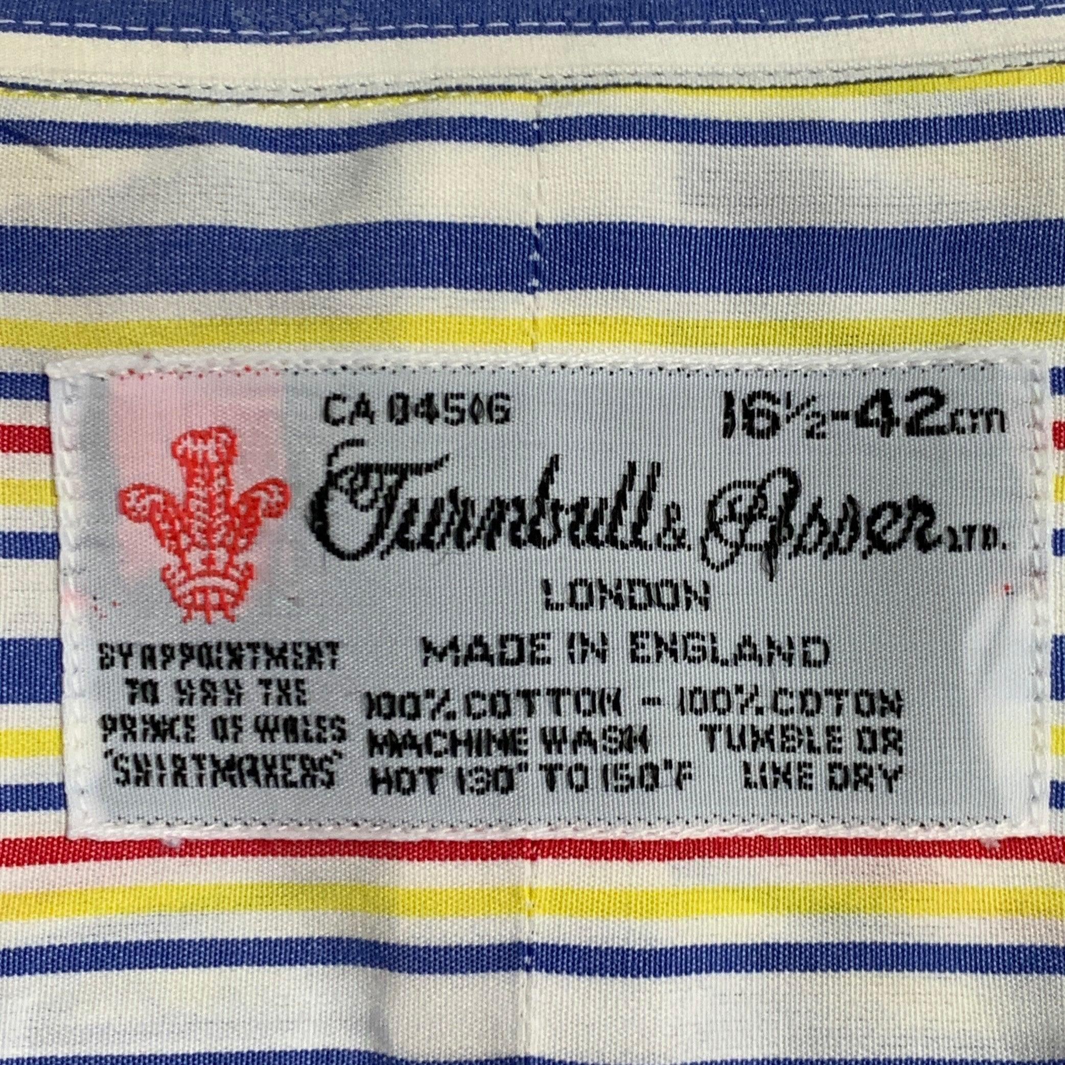 TURNBULL & ASSER Vintage Größe L Weiß Mehrfarbig Gestreift Baumwolle Französisch Manschette Langarmhemd im Angebot 4