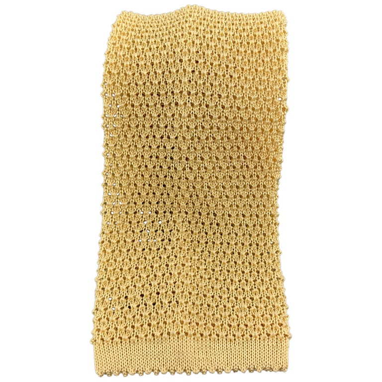 TURNBULL and ASSER Yellow Beige Silk Textured Knit Tie at 1stDibs