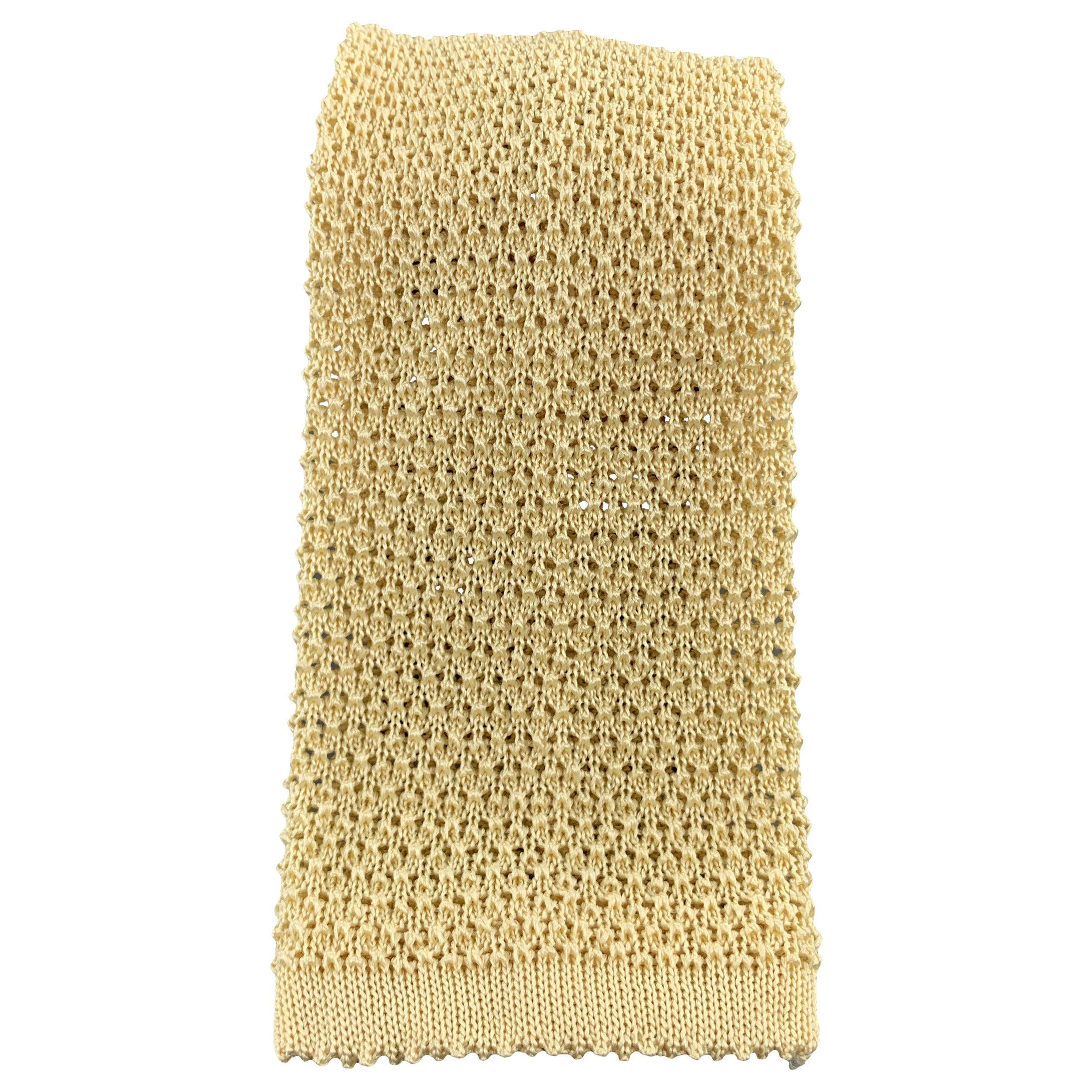 TURNBULL & ASSER Yellow Pastel Silk Textured Knit Tie