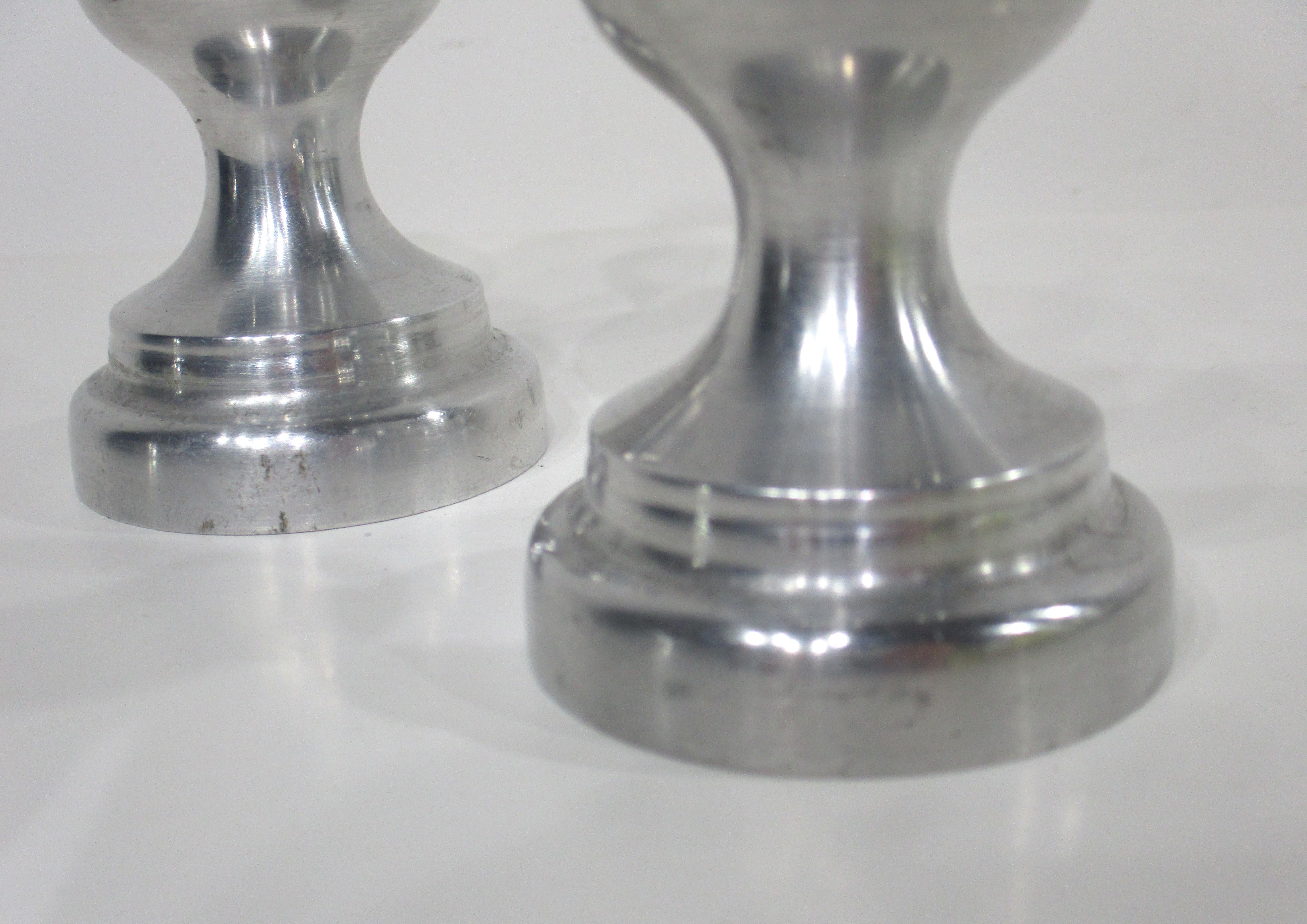 Turned Aluminum Machine Age Candlesticks  In Good Condition For Sale In Cincinnati, OH