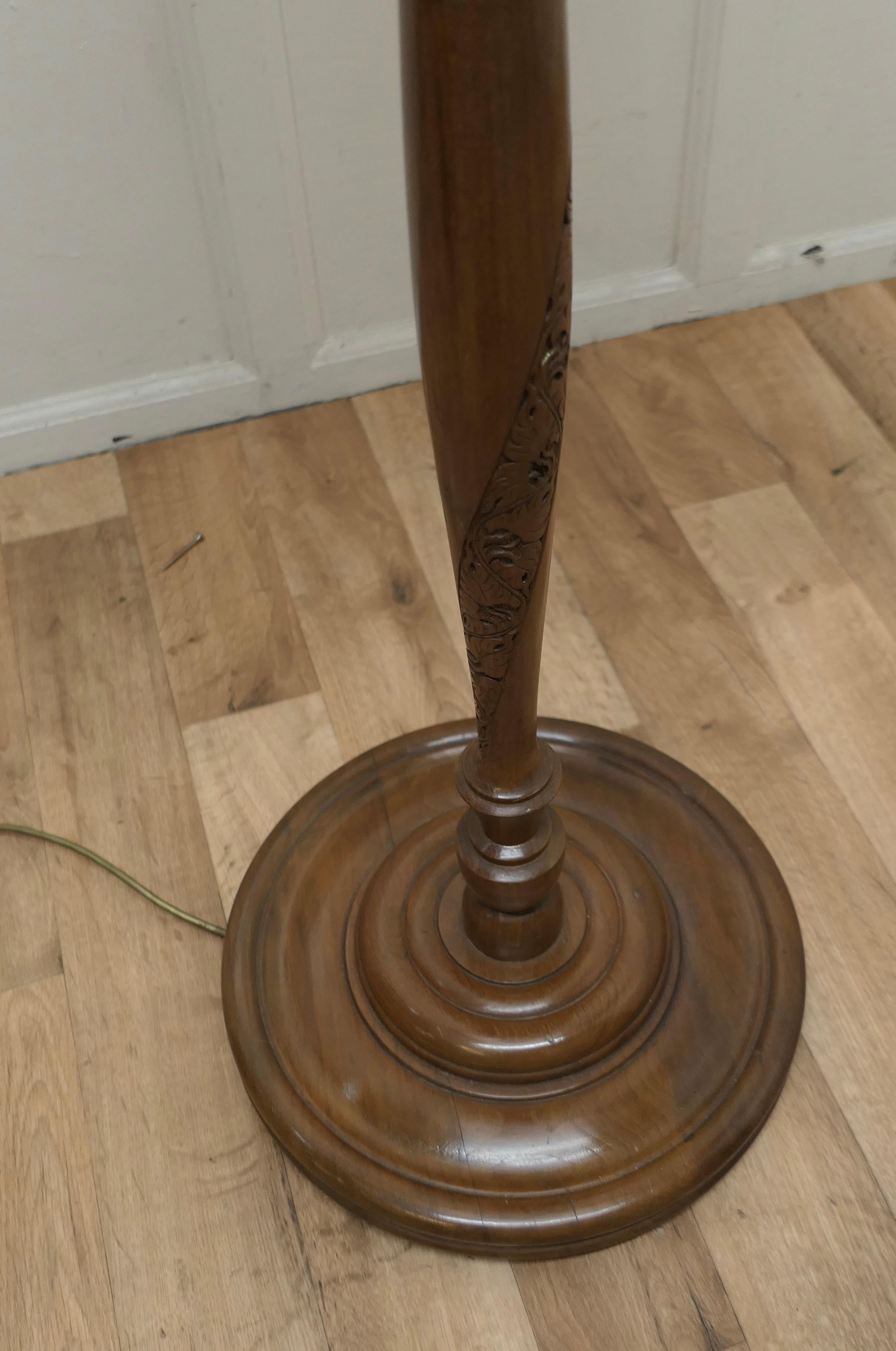 Turned and Carved Teak Floor Standing or Standard Lamp 1
