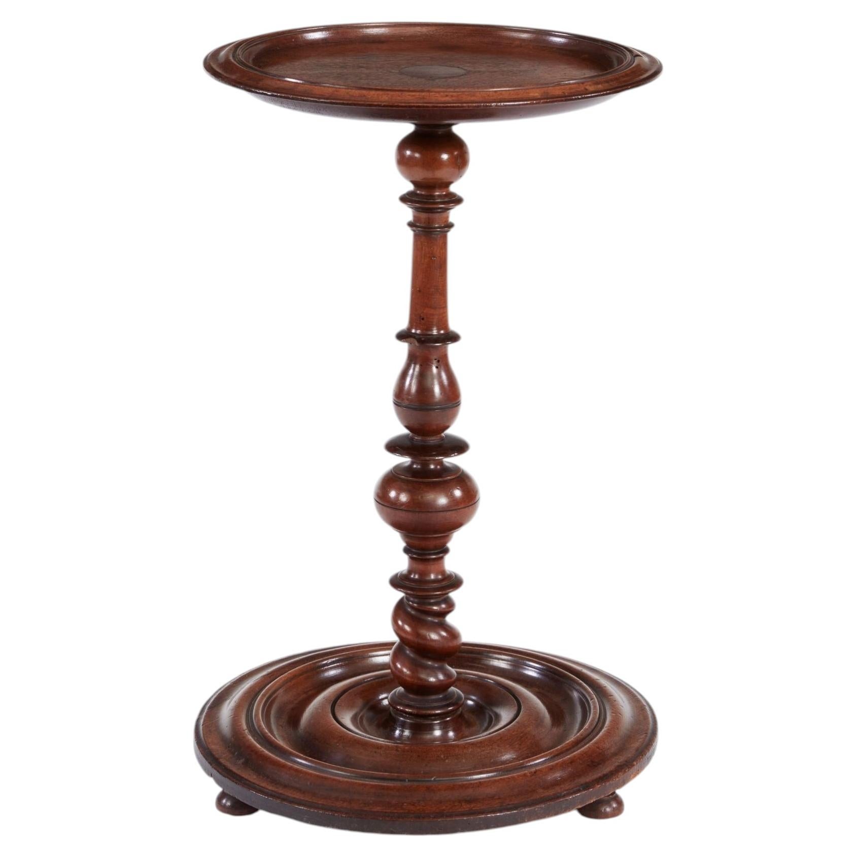 Turned and Dished Walnut Lamp Table For Sale