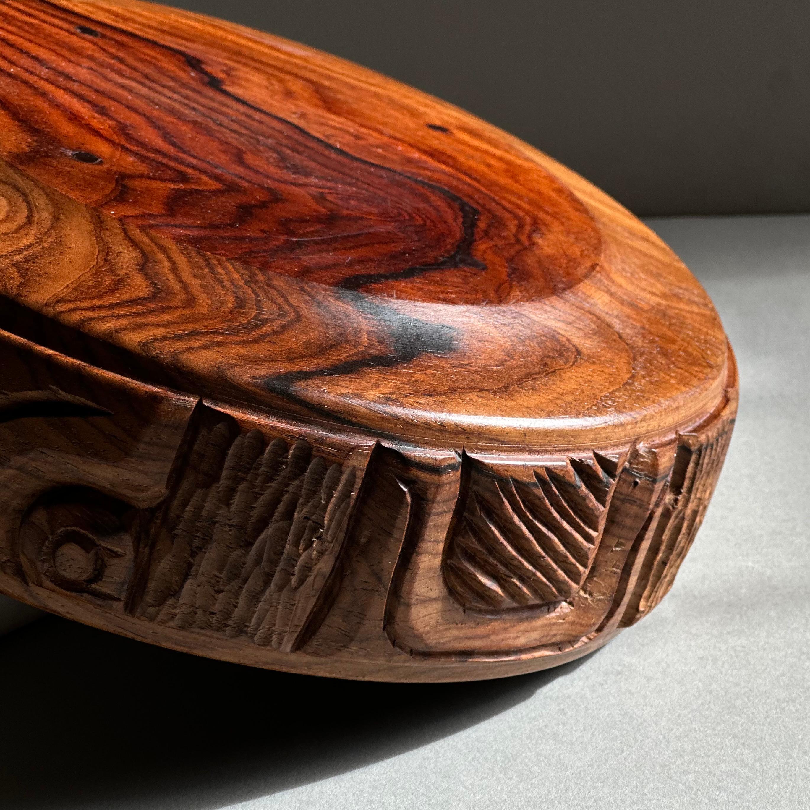 Turned and Hand Carved Exotic Wood Bowl After Leroy Setziol For Sale 7