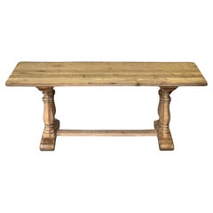 Turned Baluster Leg French Bleached Oak Farmhouse Dining Table 