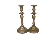 Turned Brass Candlestick Holders - a Pair