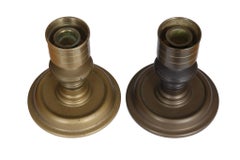 Turned Brass Chamber Stick Candle Holders, a Pair
