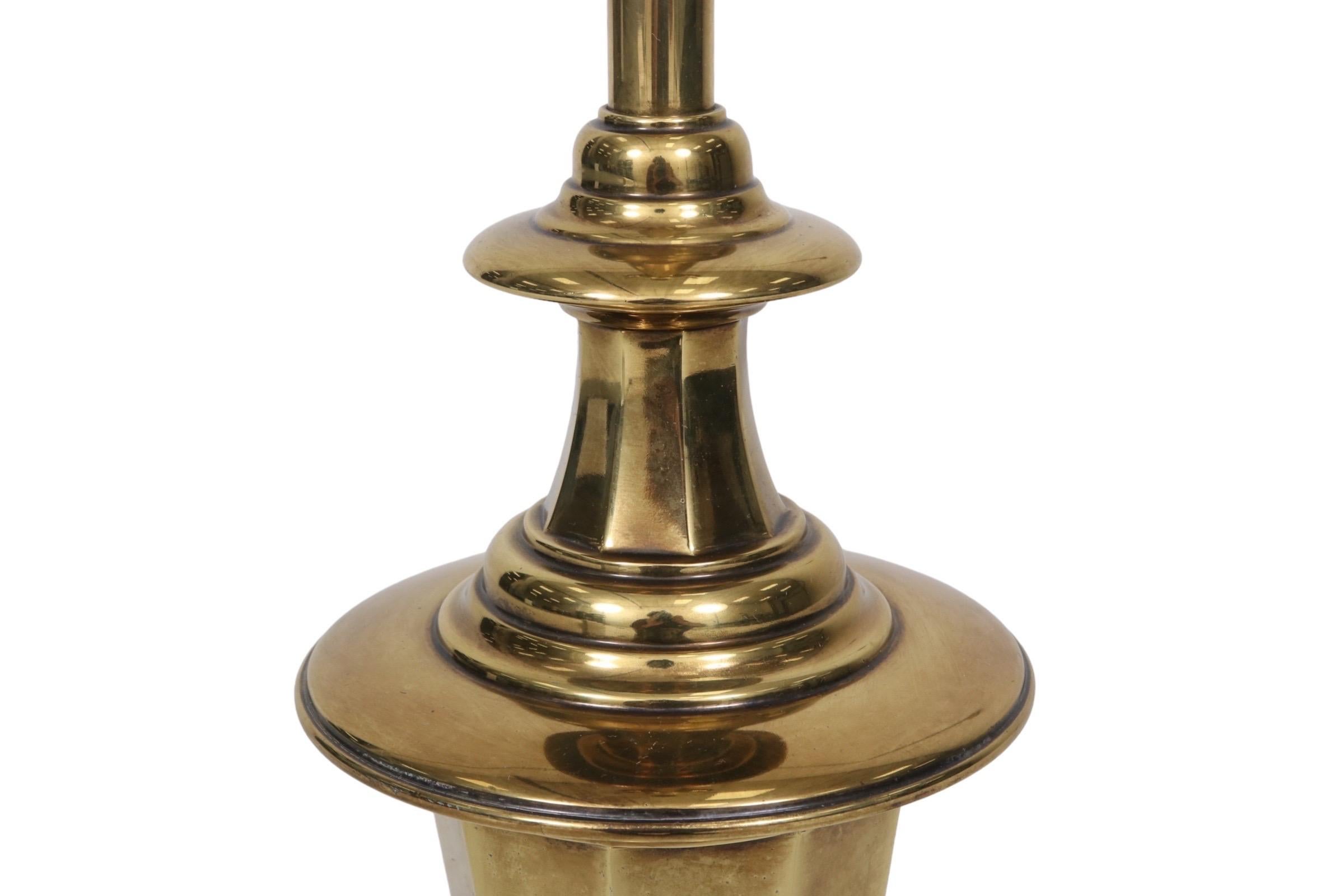 Turned Brass Table Lamp by Stiffel For Sale 1