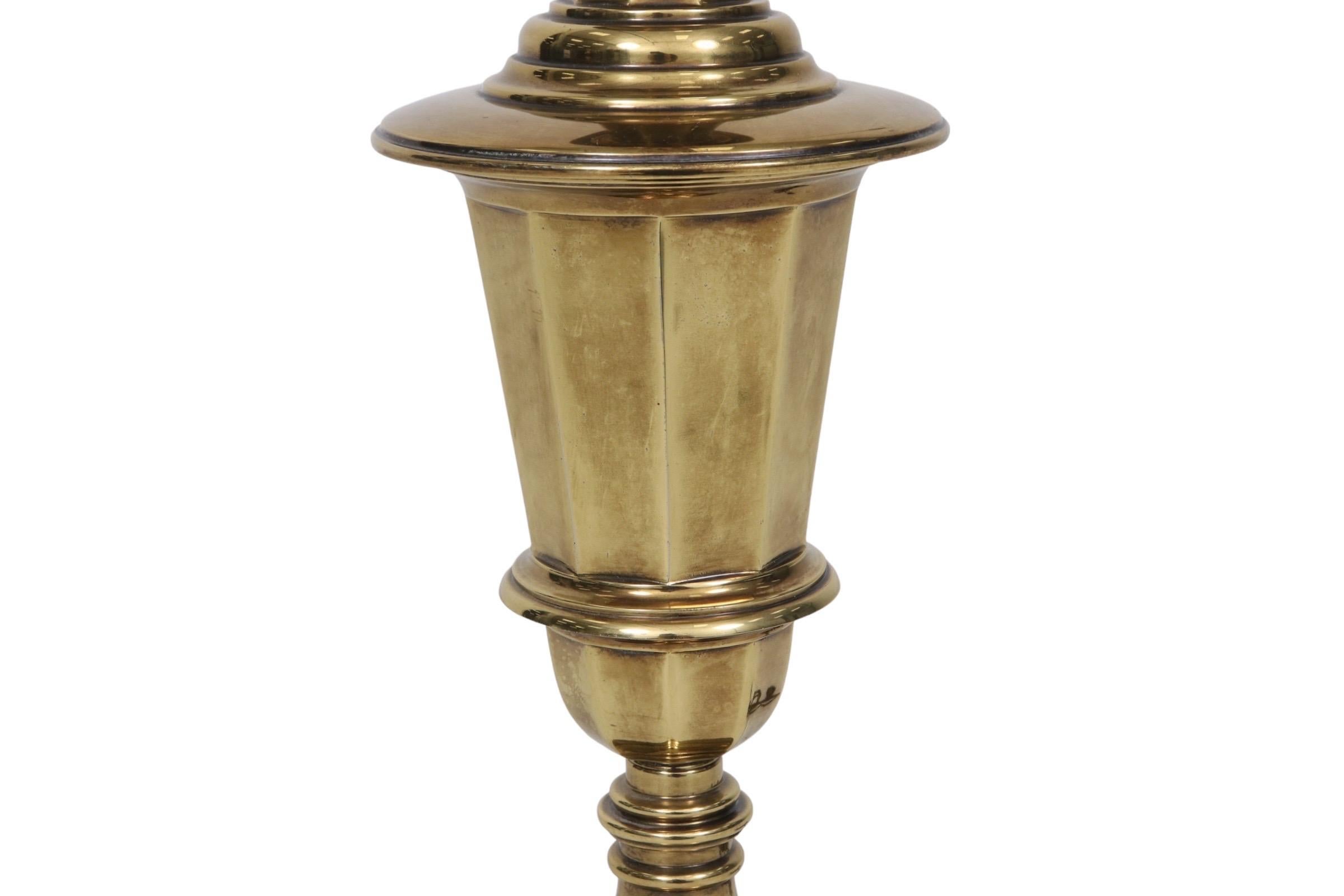 Turned Brass Table Lamp by Stiffel For Sale 3