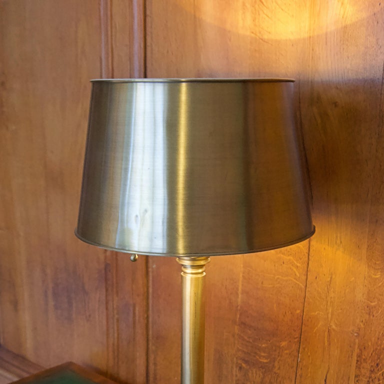 Turned Brass Table Lamp with Brass Shade at 1stDibs