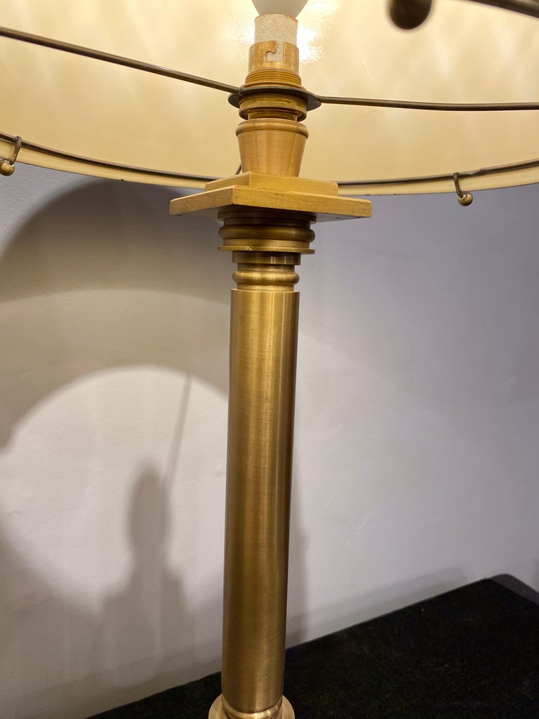 Turned Brass Table Lamp with Brass Shade at 1stDibs