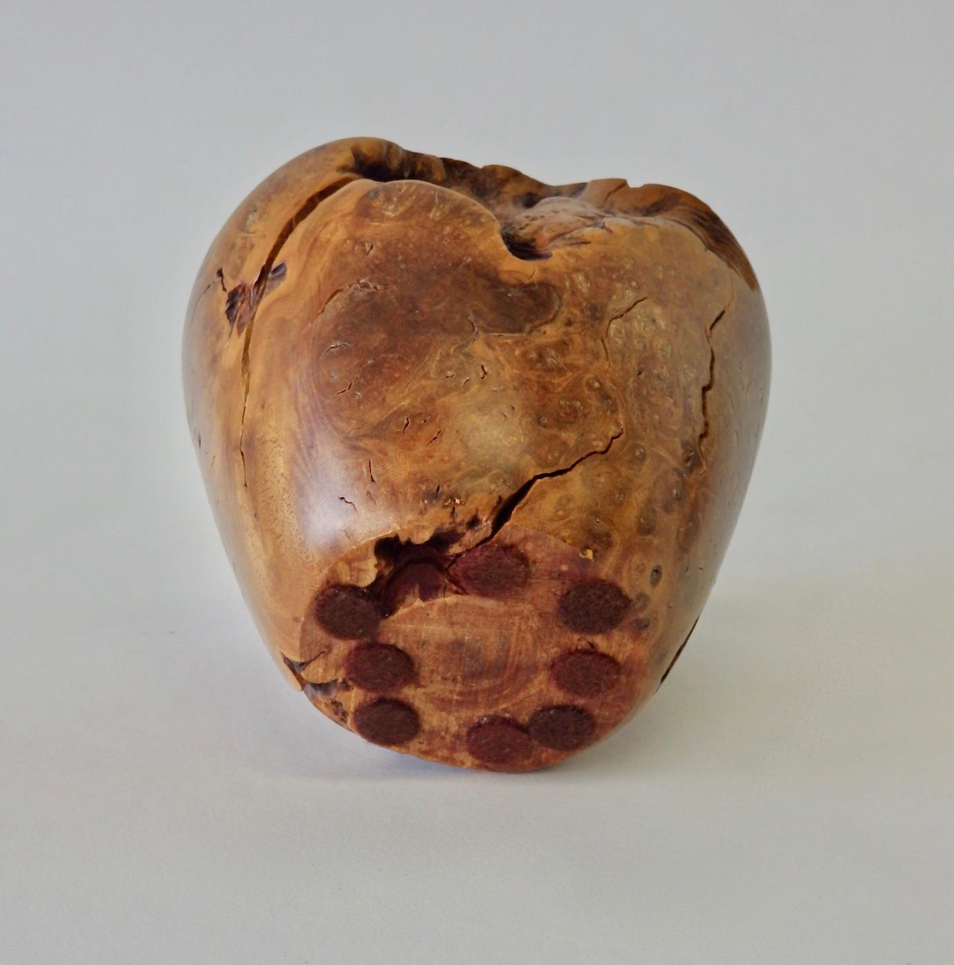 American Turned Burl Wood Weed Pot with Quartz Stone Inclusion
