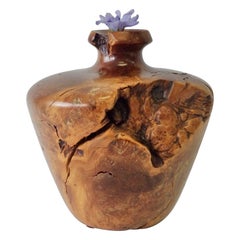 Turned Burl Wood Weed Pot with Quartz Stone Inclusion
