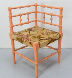 Turned Corner Chair for Child Painted Wood & Fabric French, 19th Century