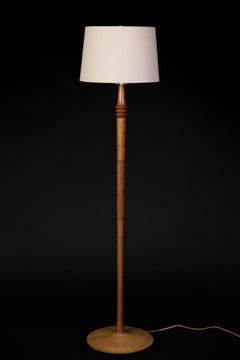 Turned Deco Cherry Markham Floor Lamp with Etched Details