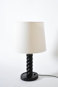 Turned ebonised column table lamp, 1960s