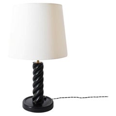Turned ebonised column table lamp, 1960s