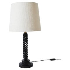 Turned ebonised wooden lamp, 1960s.