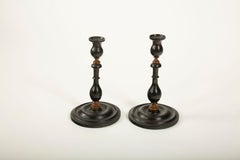 Turned Elegance: Pair of 19th Century Turned Candlesticks
