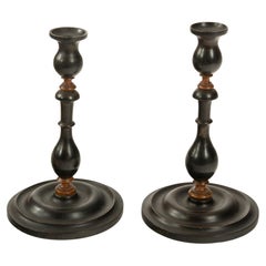 Turned Elegance: Pair of 19th Century Turned Candlesticks