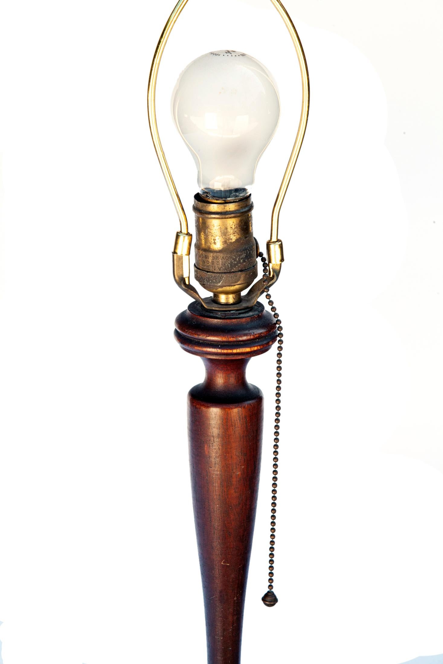 Arts and Crafts Turned Hardwood Candlestick Lamp For Sale