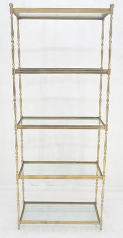 Turned Heavy Solid Brass & Glass Shelve Ball Finials Italian Decorative Etagere