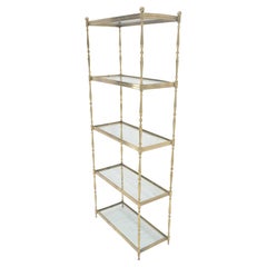 Etagère décorative italienne en laiton massif tourné et verre Ball and Ball Finials