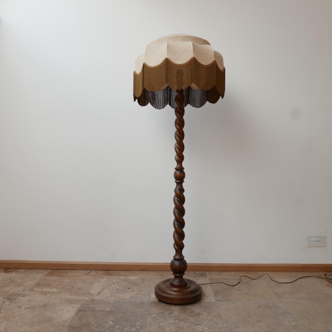 20th Century Turned Mahogany Mid-Century Swedish Floor Lamp For Sale
