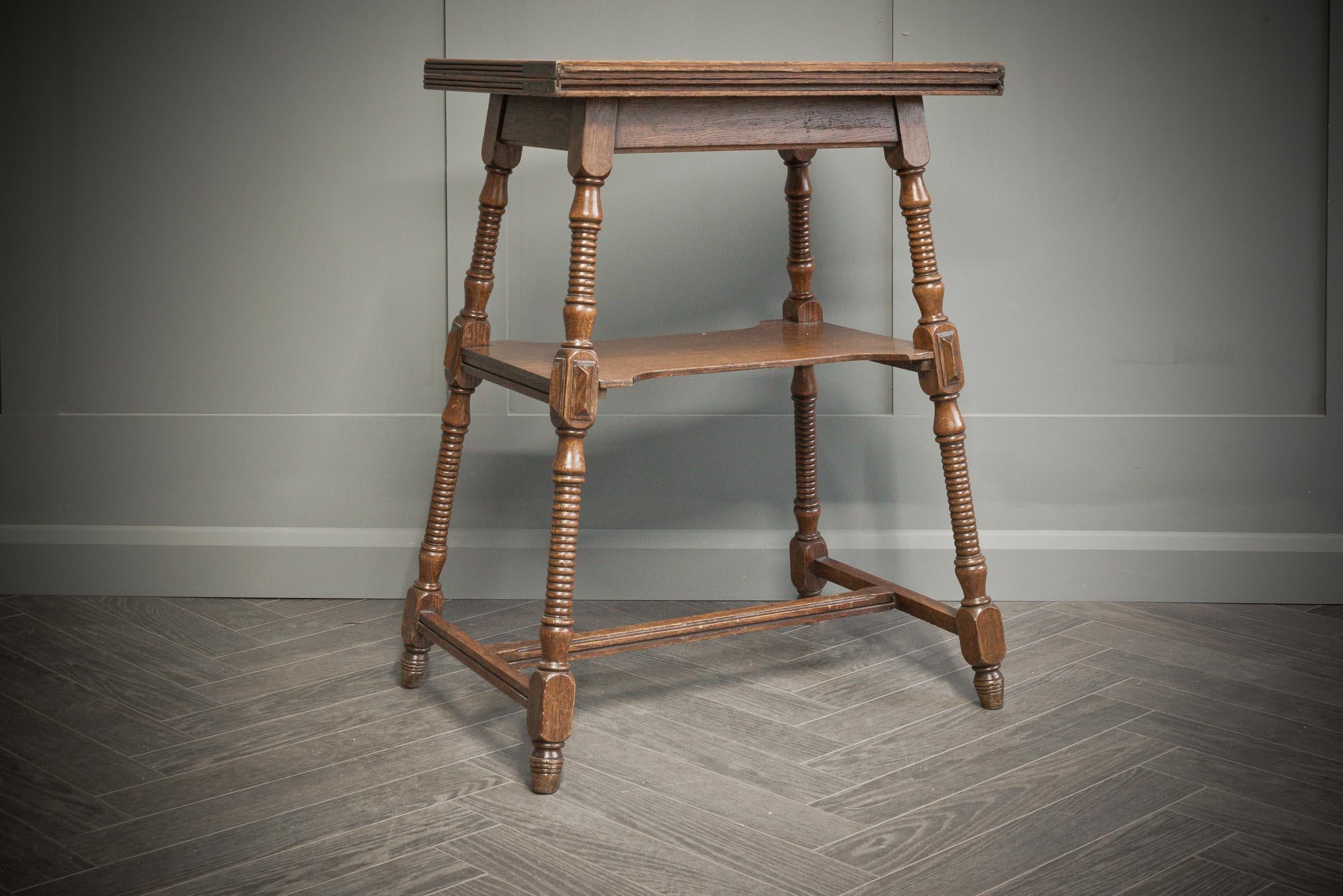 19th Century Turned Metamorphic Swivel Top Oak Table For Sale