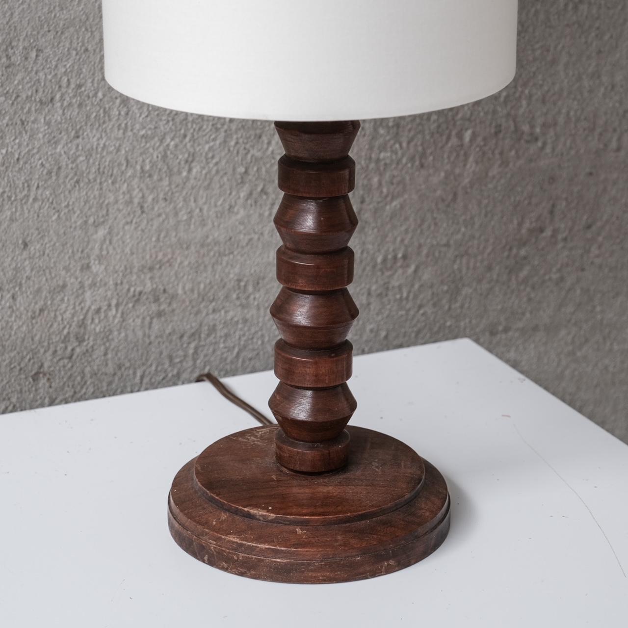 Mid-Century Modern Turned Oak Art Deco Table Lamp