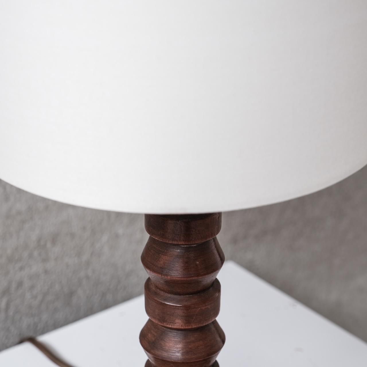 Turned Oak Art Deco Table Lamp In Good Condition In London, GB