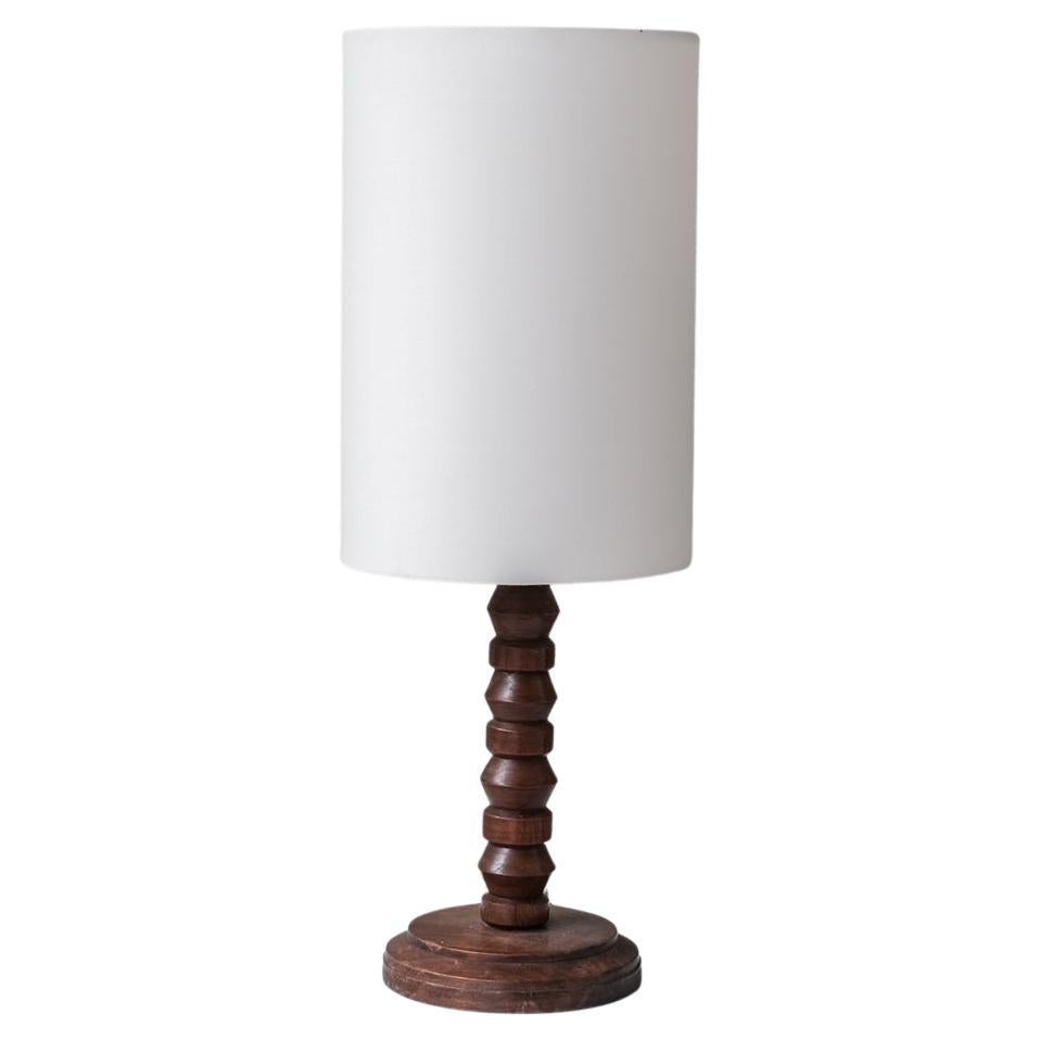 Turned Oak Art Deco Table Lamp