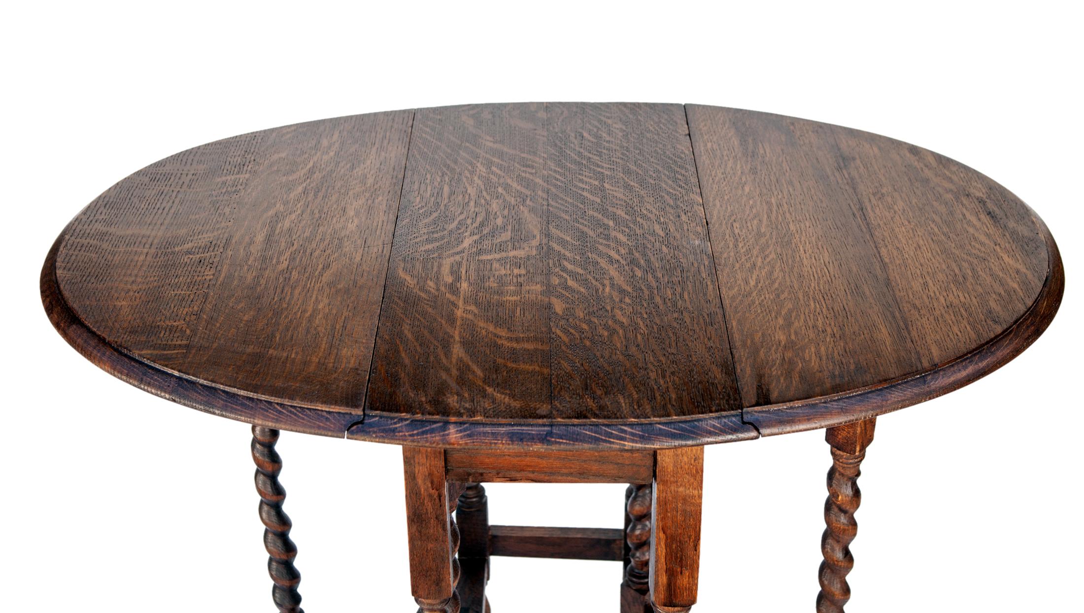 Woodwork Turned Oak Barleycorn Drop Leaf Table