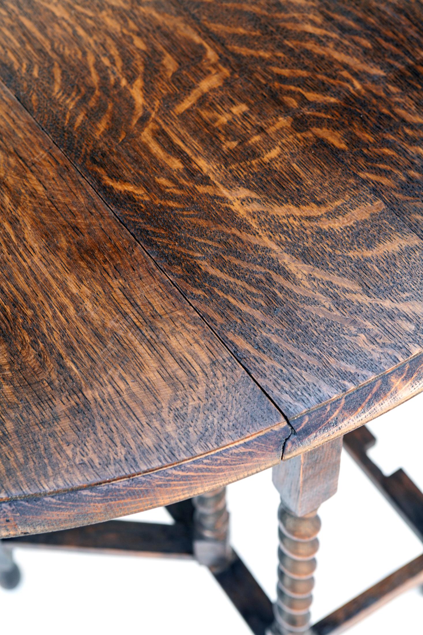 19th Century Turned Oak Barleycorn Drop Leaf Table