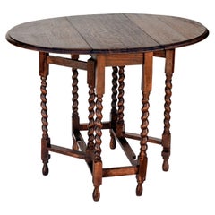 Turned Oak Barleycorn Drop Leaf Table