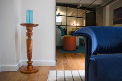 Turned solid oak pedestal, candle holder