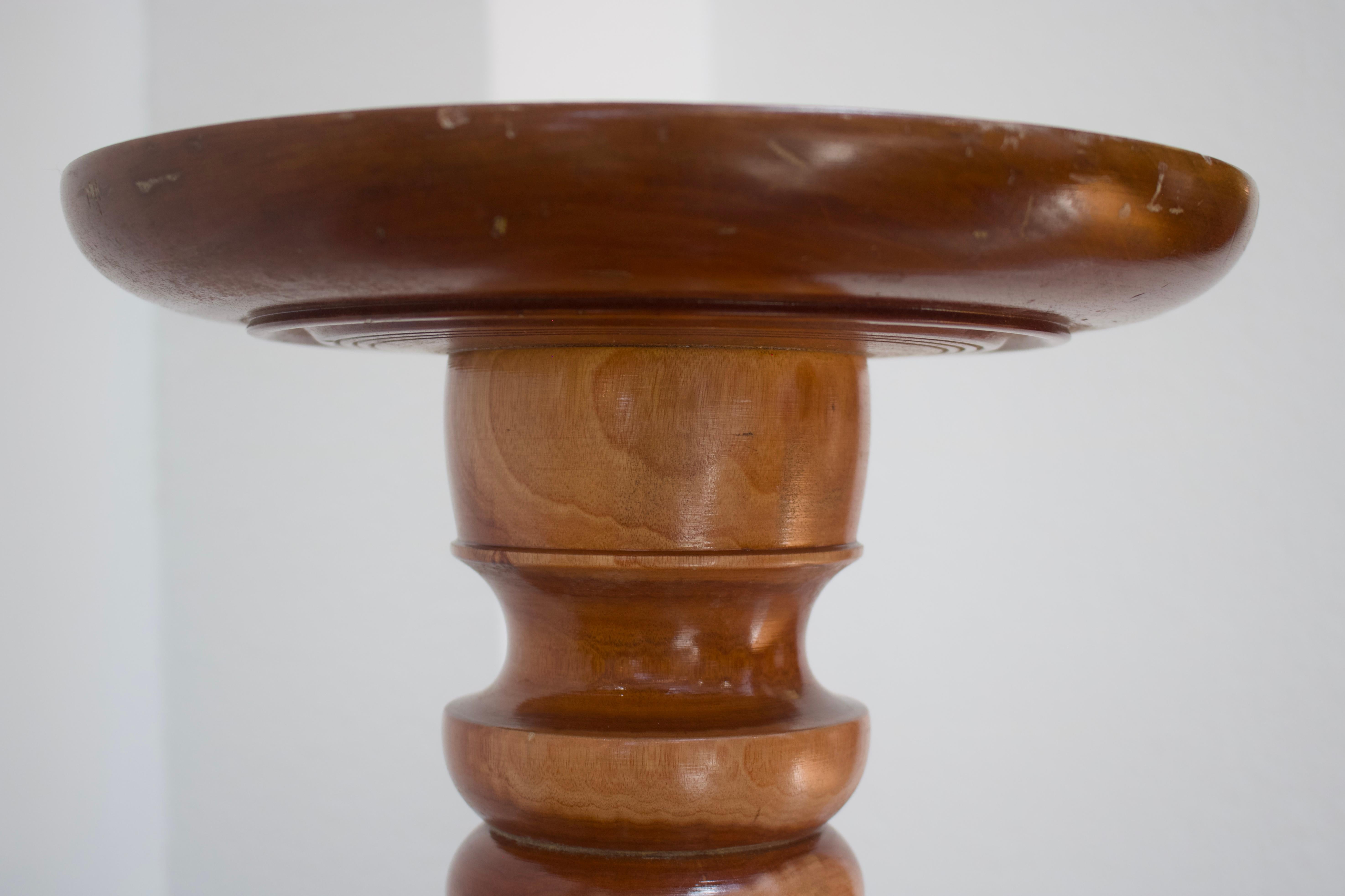 20th Century Turned solid oak pedestal, candle holder For Sale