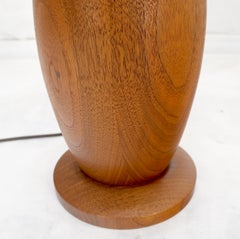 Turned Teak Onion Shape Danish Mid Century Modern 1970s Table Lamp