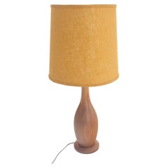 Turned Teak Onion Shape Danish Mid Century Modern 1970s Table Lamp